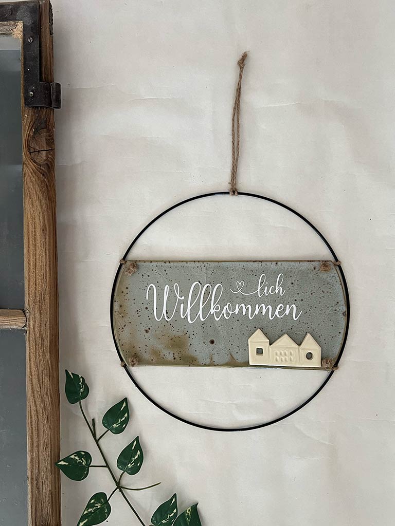 Türschild - Herzlich willkommen (rund)