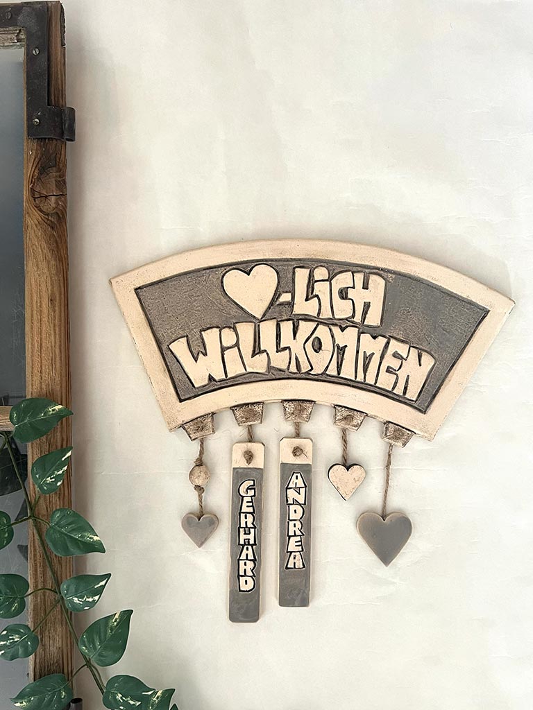 Türschild - Herzlich Willkommen (geschwungen)