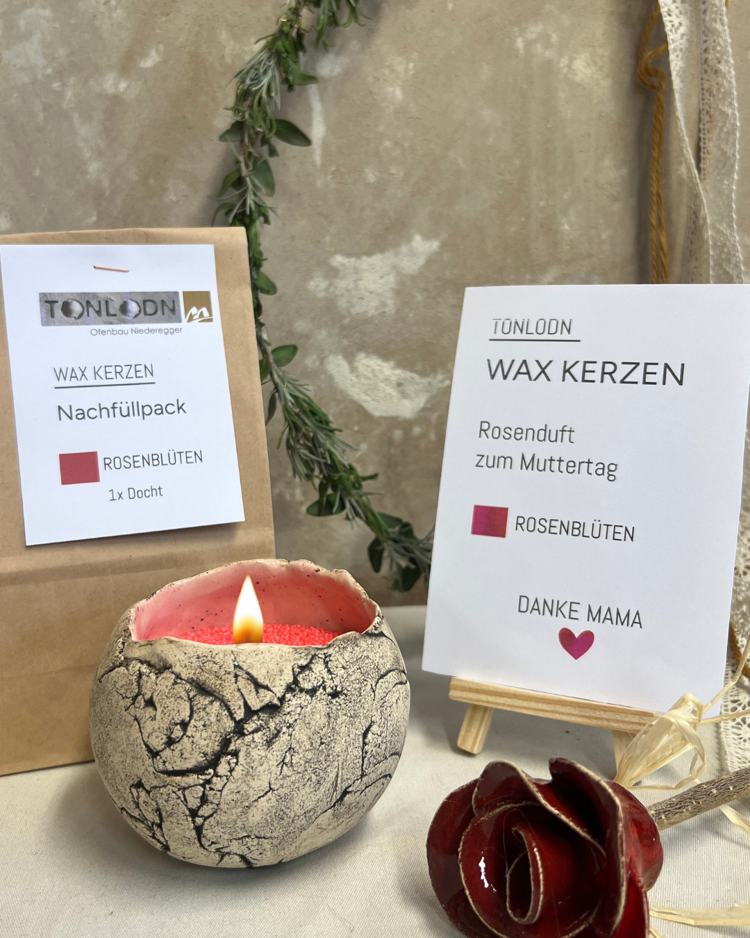 WAX-Kerzen im Keramikgefäß